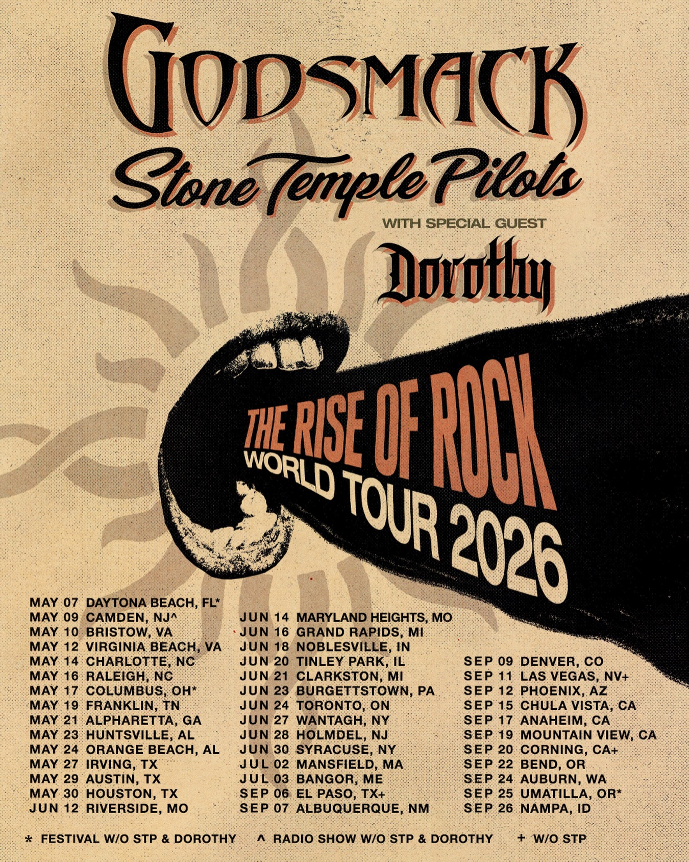 Godsmack The Rise of Rock Tour Poster 2026